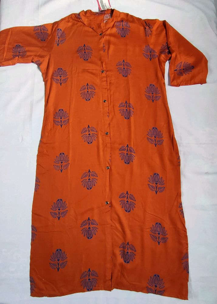 Orange Printed Kurta