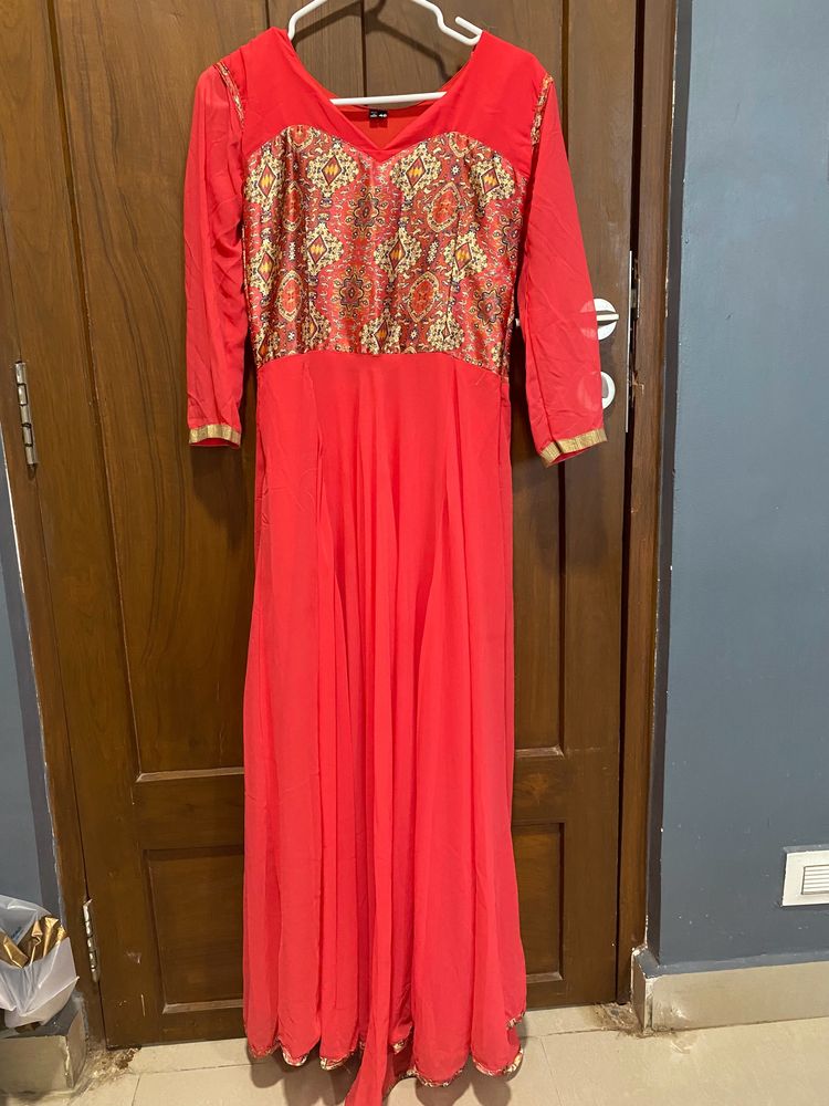 Long Georgette Gown With Duppata