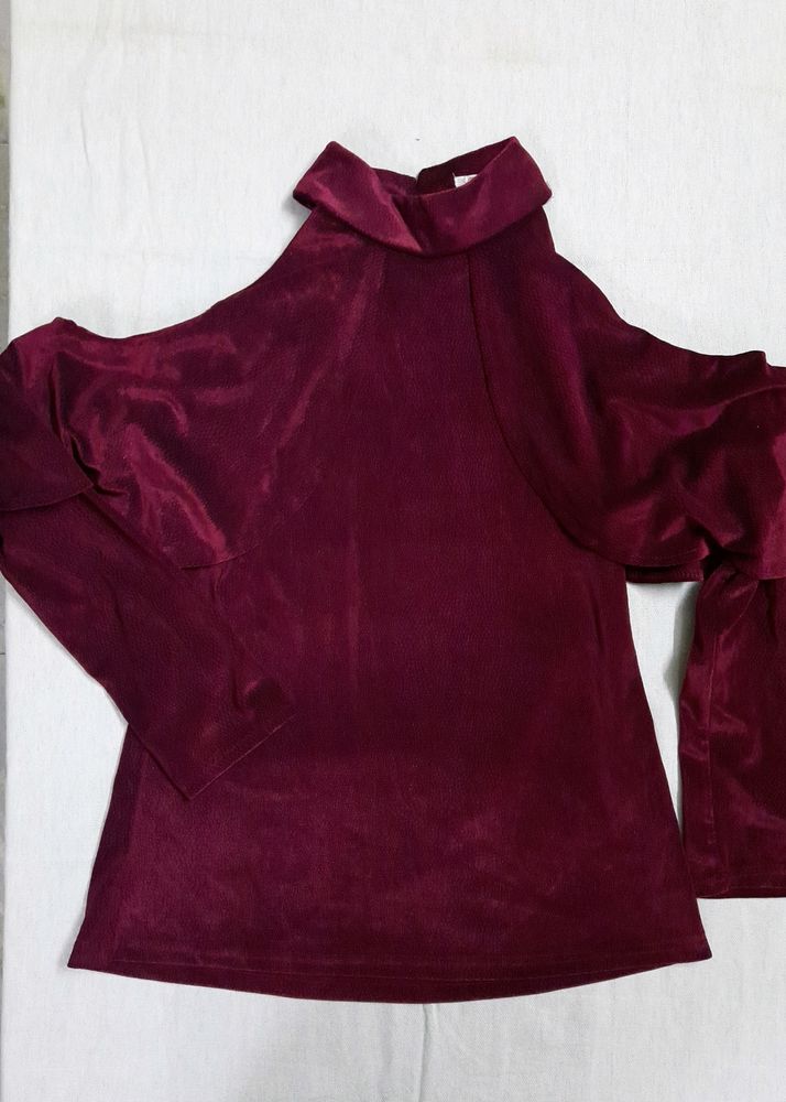 Cold Shoulder Designer Velvet Top