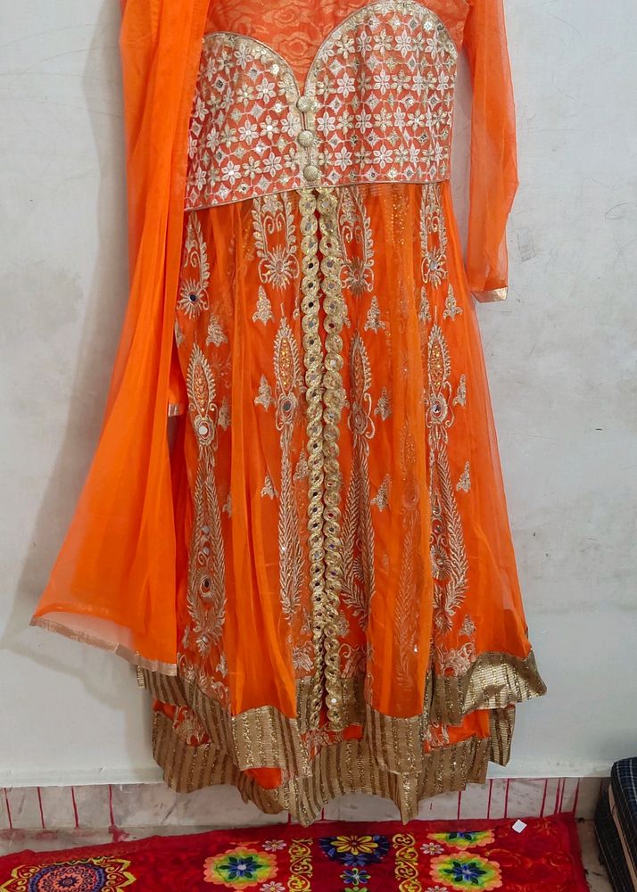 Heavy Embroidery Orange Deewani Mastani Suit