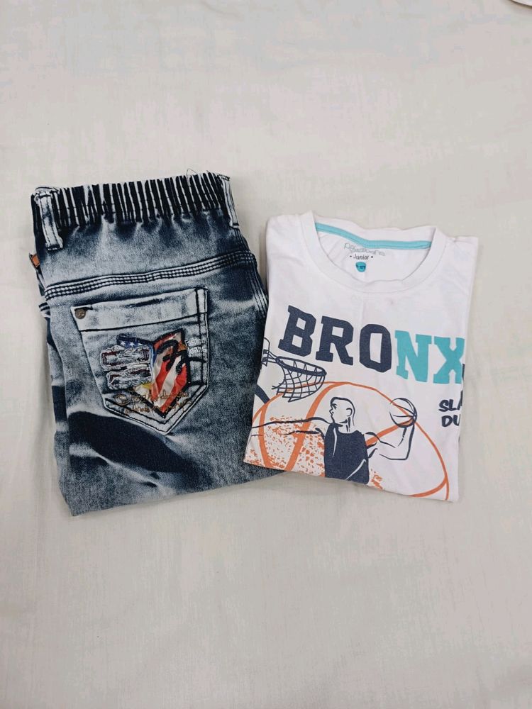 T-shirt  Jeans  Set With 1 Free Tshirt