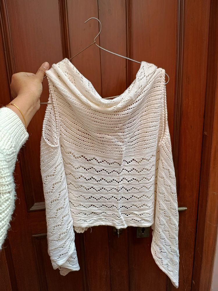 Crocheted White Shrug