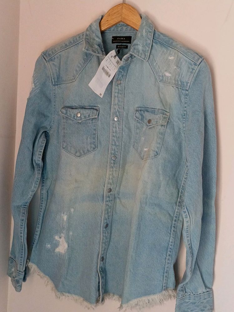 Zara Denim Jacket With Tag