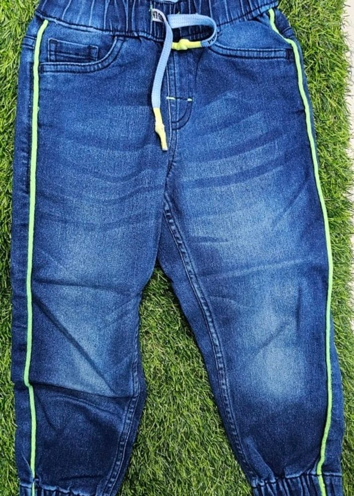 Dark Blue Jeans - Neon Side Stripes