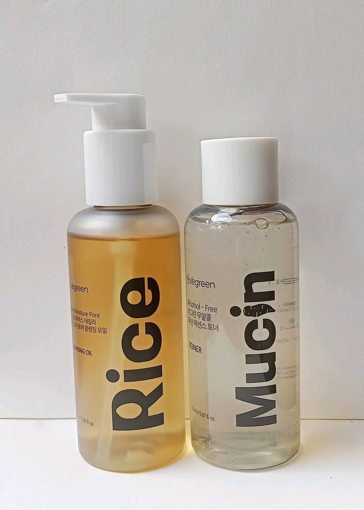 Vegreen Mucin Toner And Rice Cleansing Oil