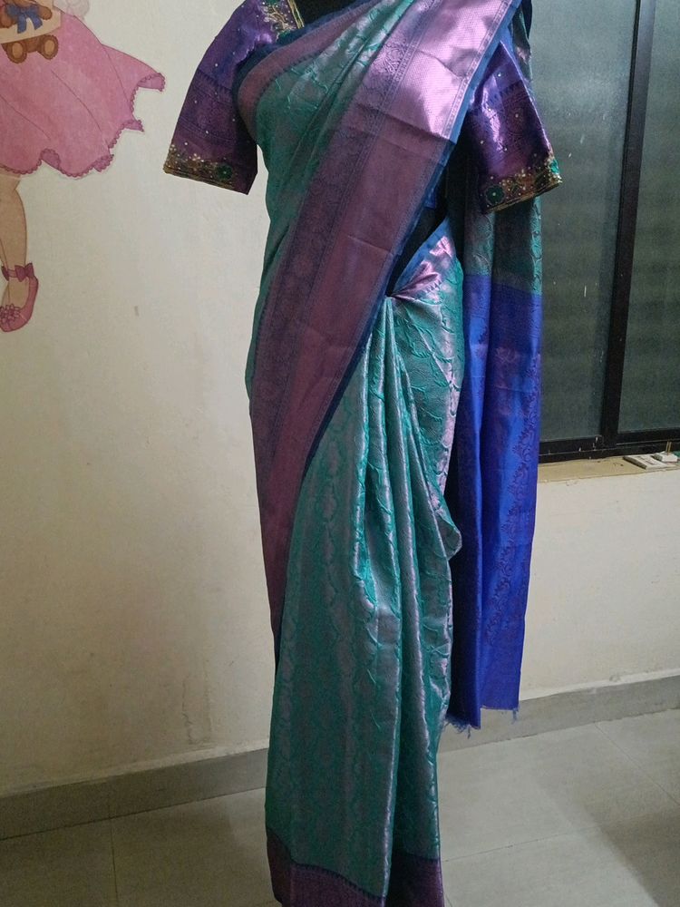 Saree With Work Blouse