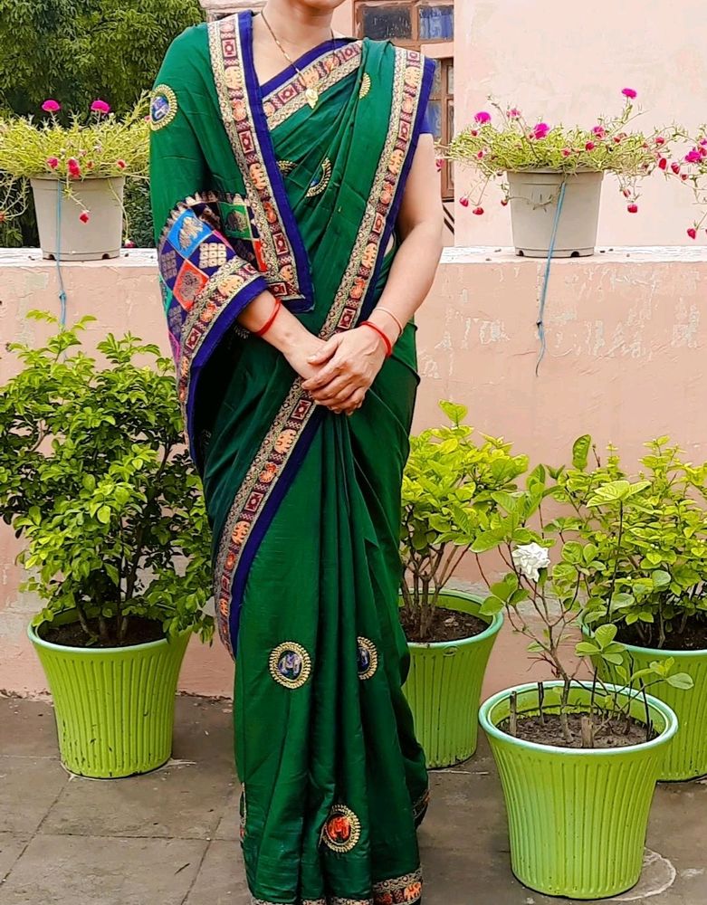 Chandeyri Green Saree😍🥻