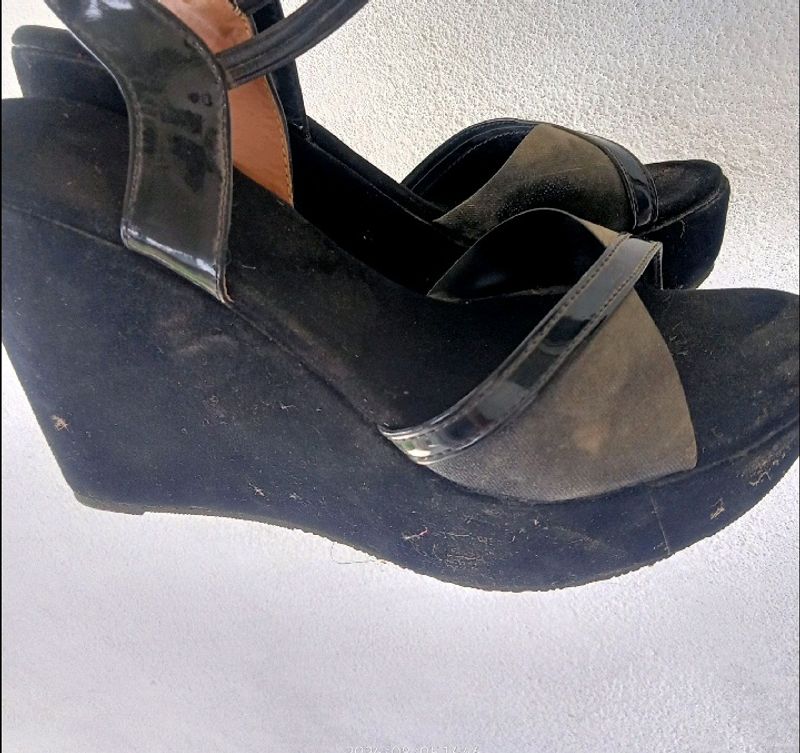 Black Velvet Wedges