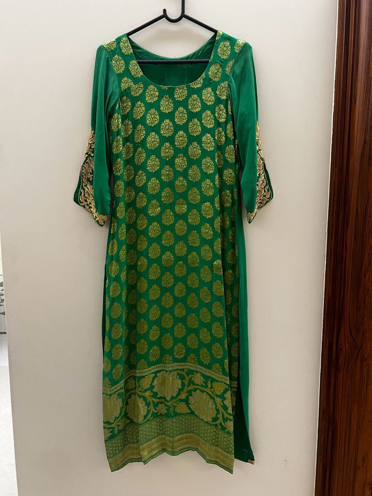 Green Embroidered Kurta Set