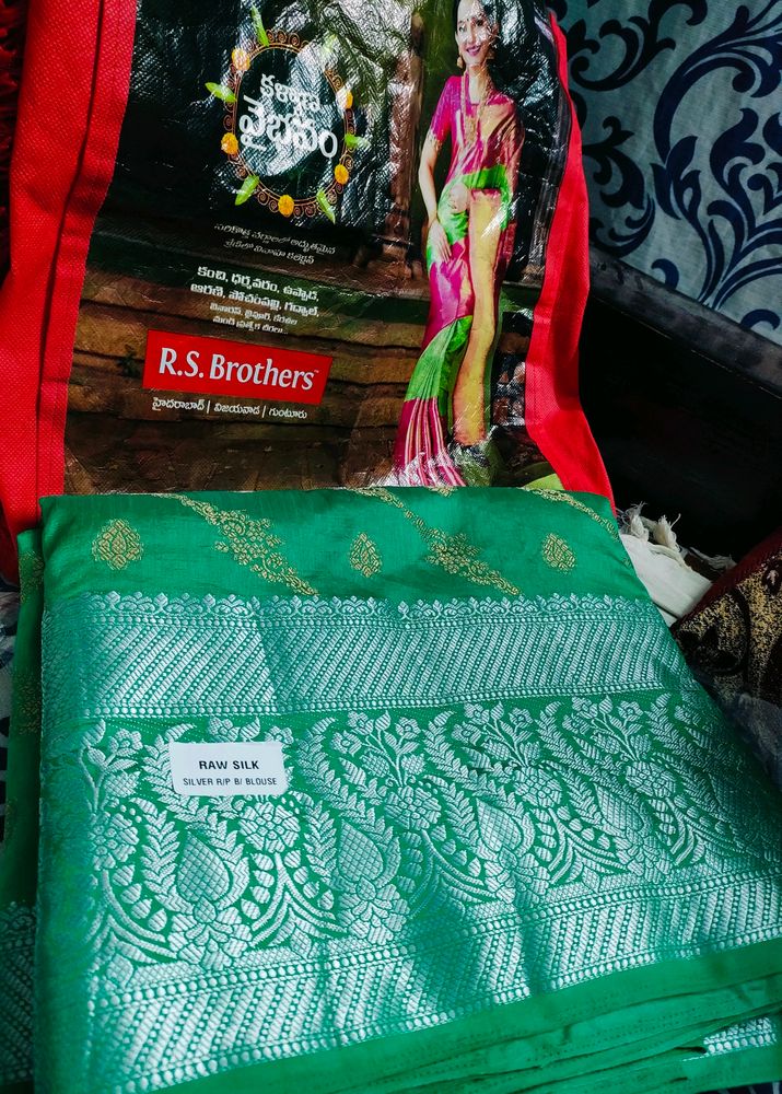 Raw Silk Green Saree