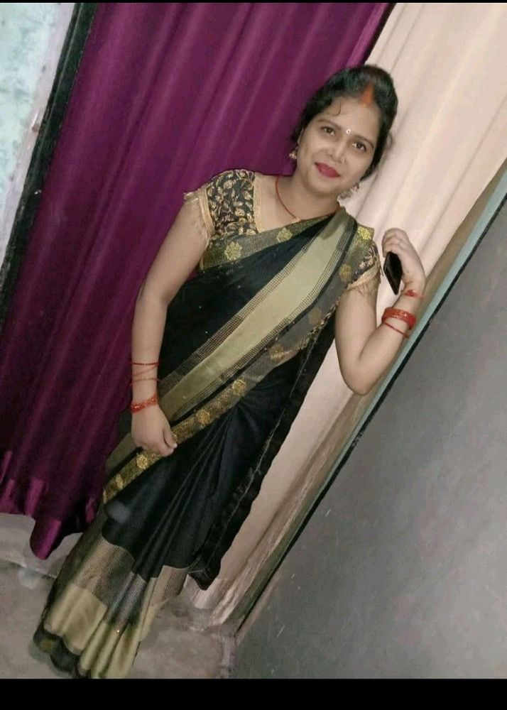 pretty olive black saree.