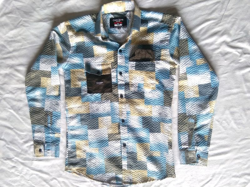 Textured Shirt With Double Pocket