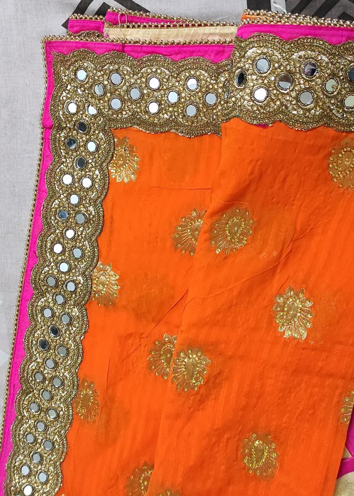 Orange Saree With Blouse