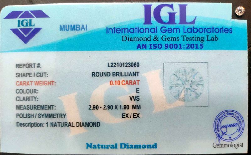 GOOD LUCK White Diamond 0.10 Carat (Round Shape)