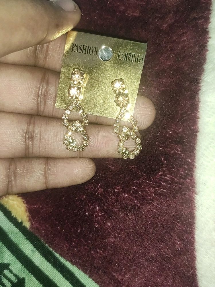 Golden Shining Stone Earrings❤️