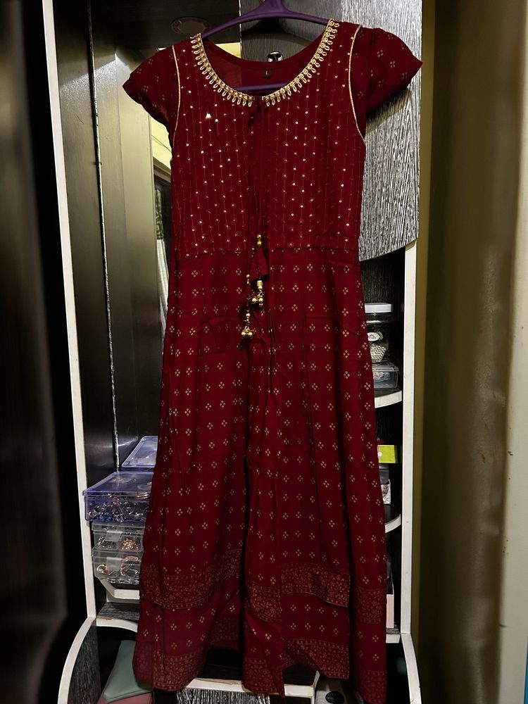 Rust Maroon Colour Anarkali Kurta Size S