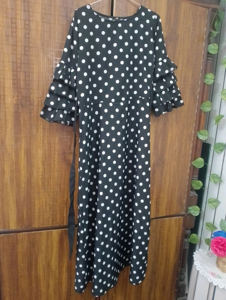 Black And White Dotted Maxi Dress