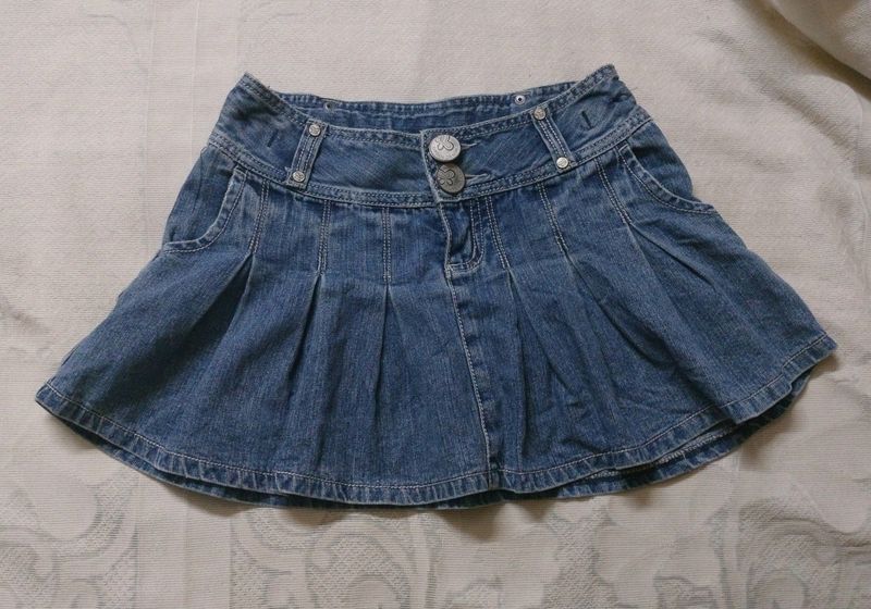 Y2k Denim Pleated Skirt