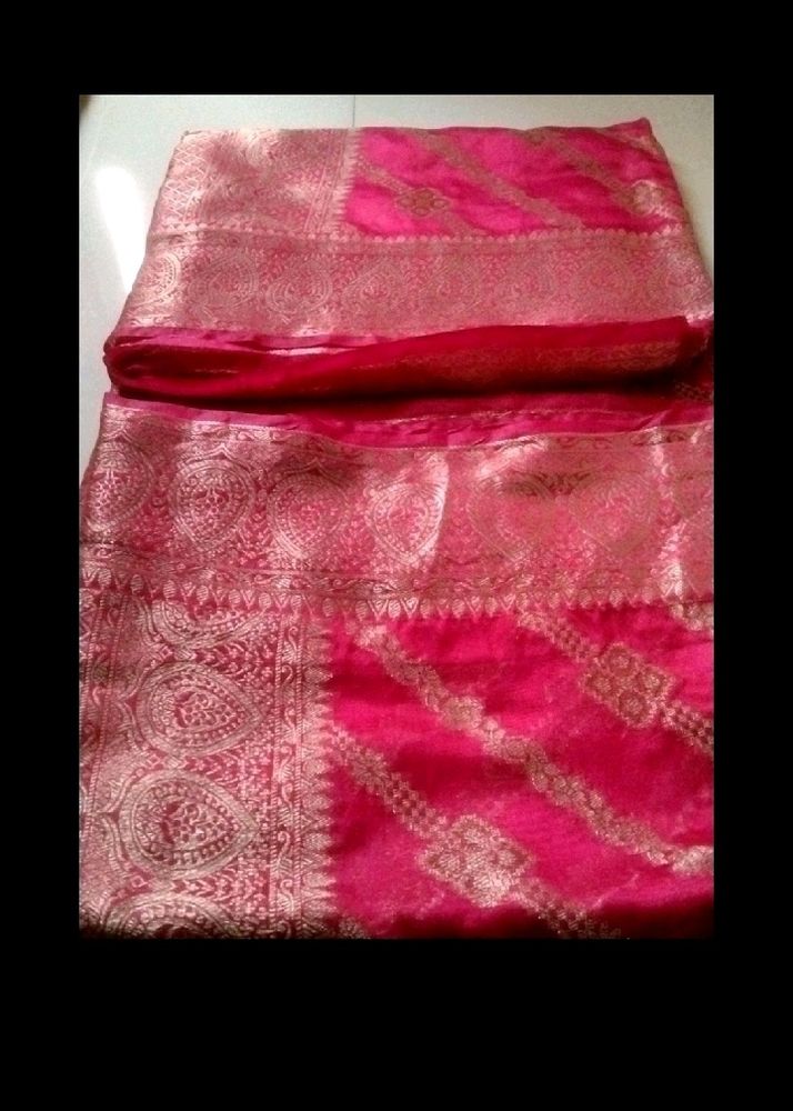 Pink Silk Saree And Lehnga Combo