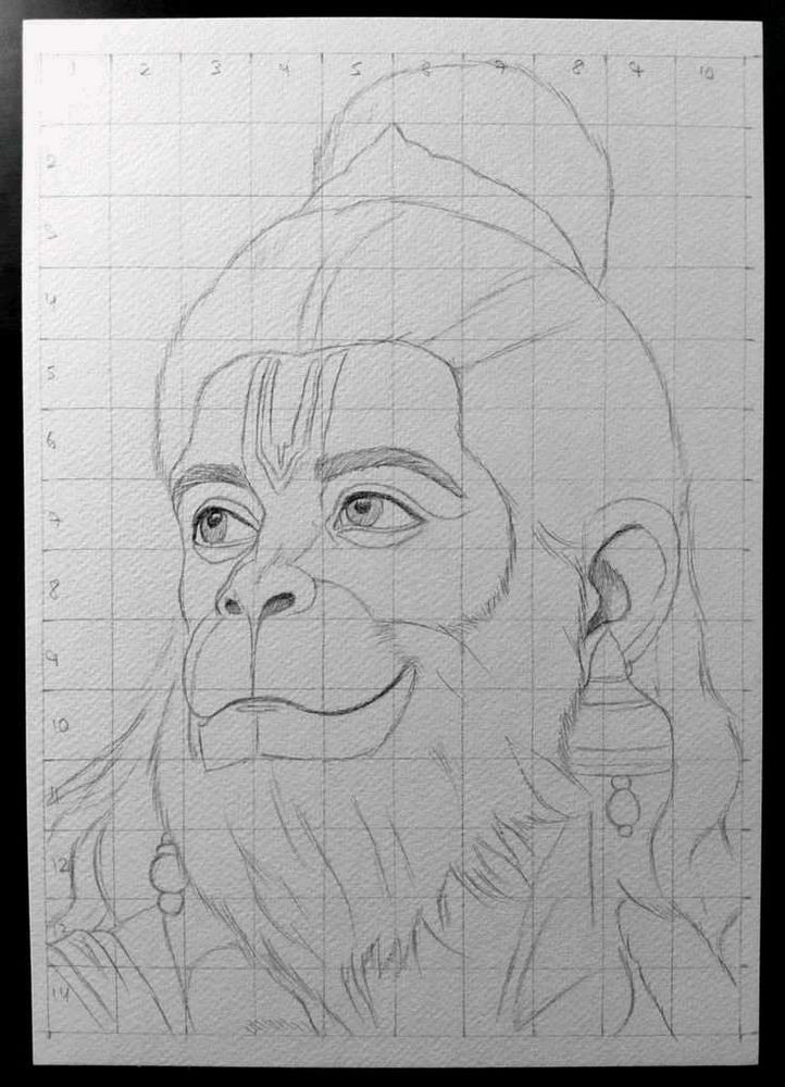 2nd Hanuman Ji Drawing Outline