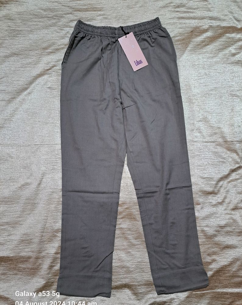 Libas Solid Grey Trouser Pant