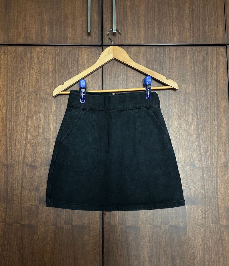 Black Denim Mini Skirt