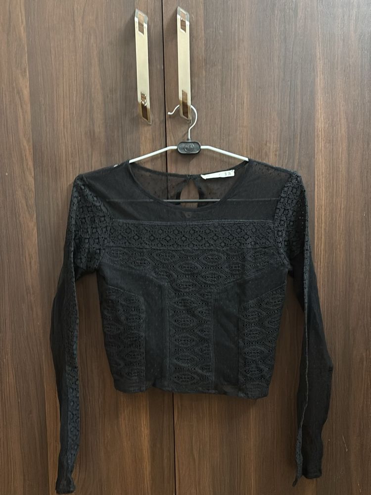 Black Net Elegant Party Top