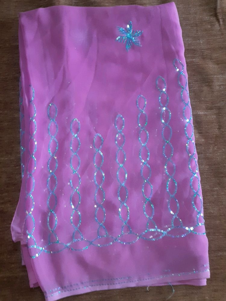 Ambroider Saree Without Blouse. Rarely Used