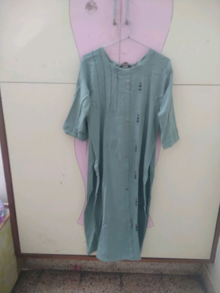 Stretchable Green Kurta Daily Use In Length 40