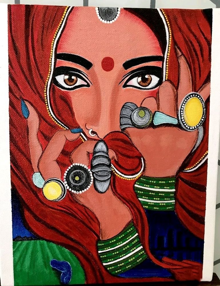 Traditional Indian Artwork On Canva