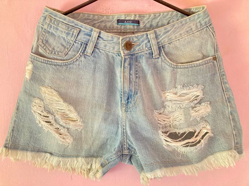 AJIO washed denim shorts