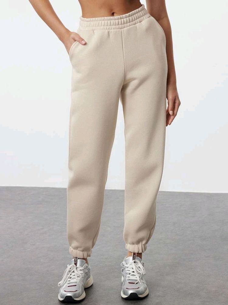 Beige High Waist Joggers