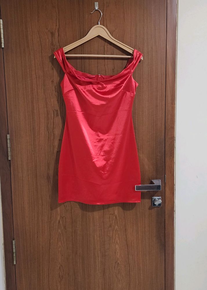 Mini Red Satin Dress