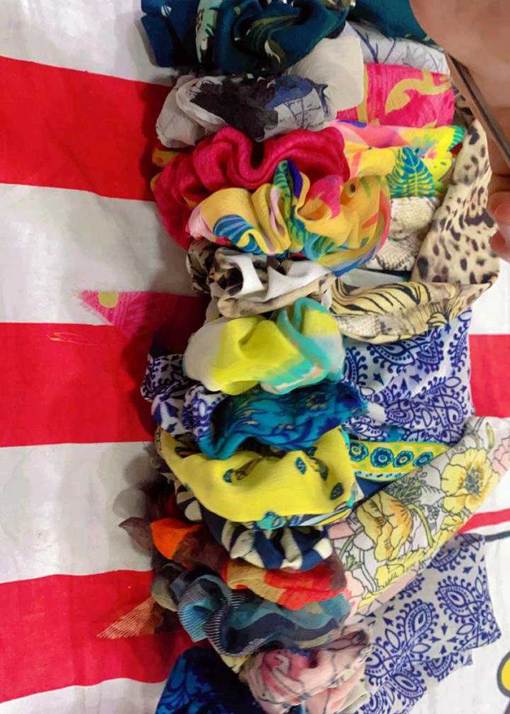 14 Pieces  Long Scrunchies  Combo Price