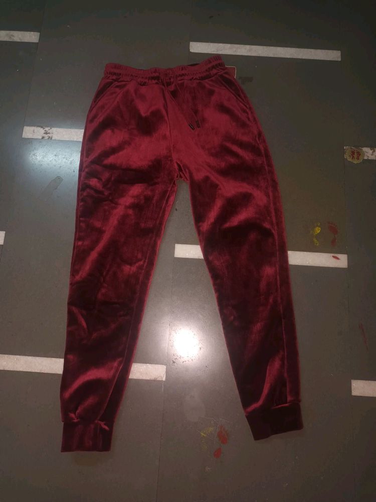 Maroon Velvet Pants
