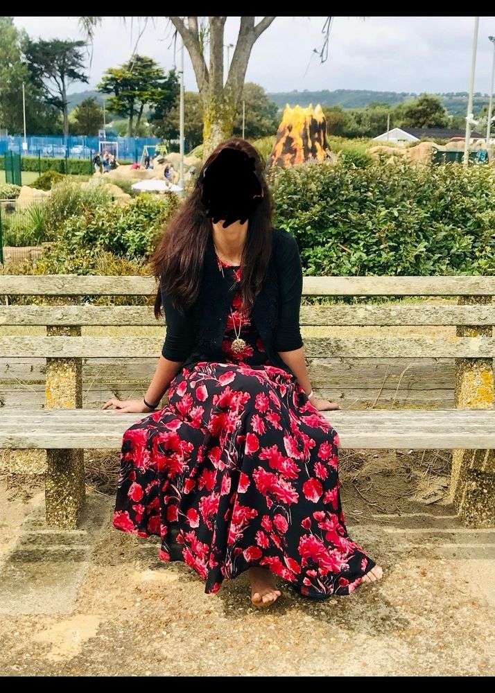 Latin quarter red and black floral dress