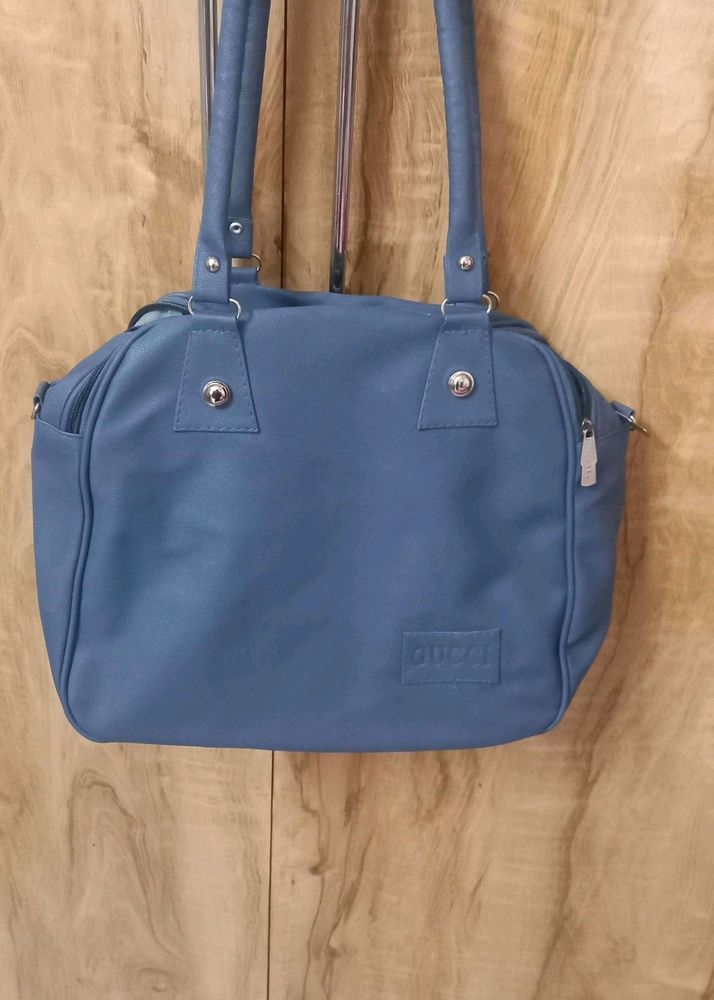 Blue Hand Bag With 2 Straps