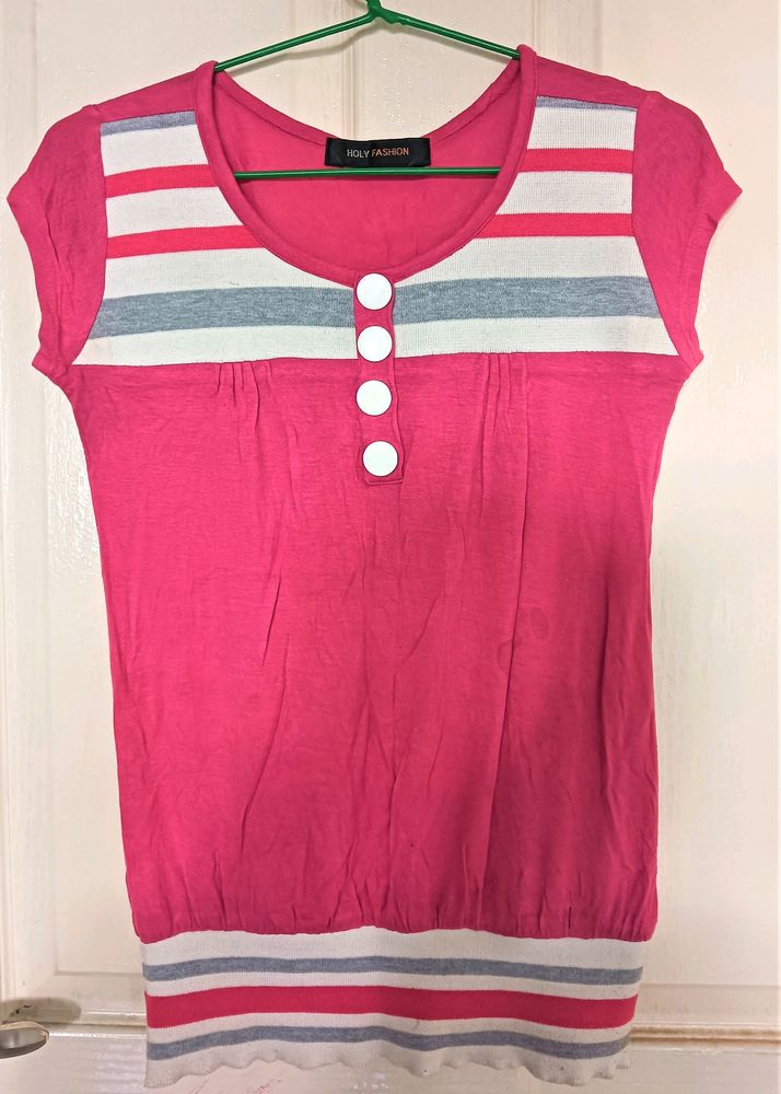 Casual T-shirt Pink Top