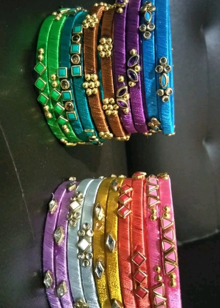 Combo Of Customized Silk Thread Bangles