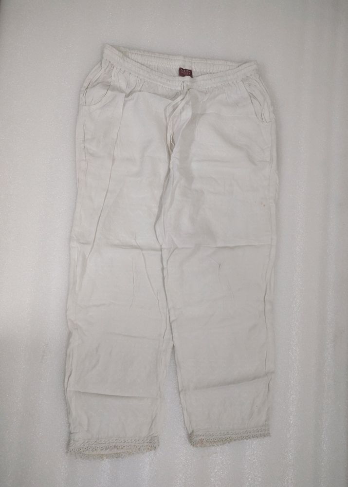 Natural Cotton Narrow Pants By Farida Gupta_1