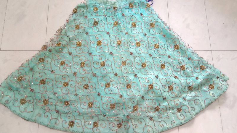 Custom Made Beautiful Net Ghagra With Lining And T