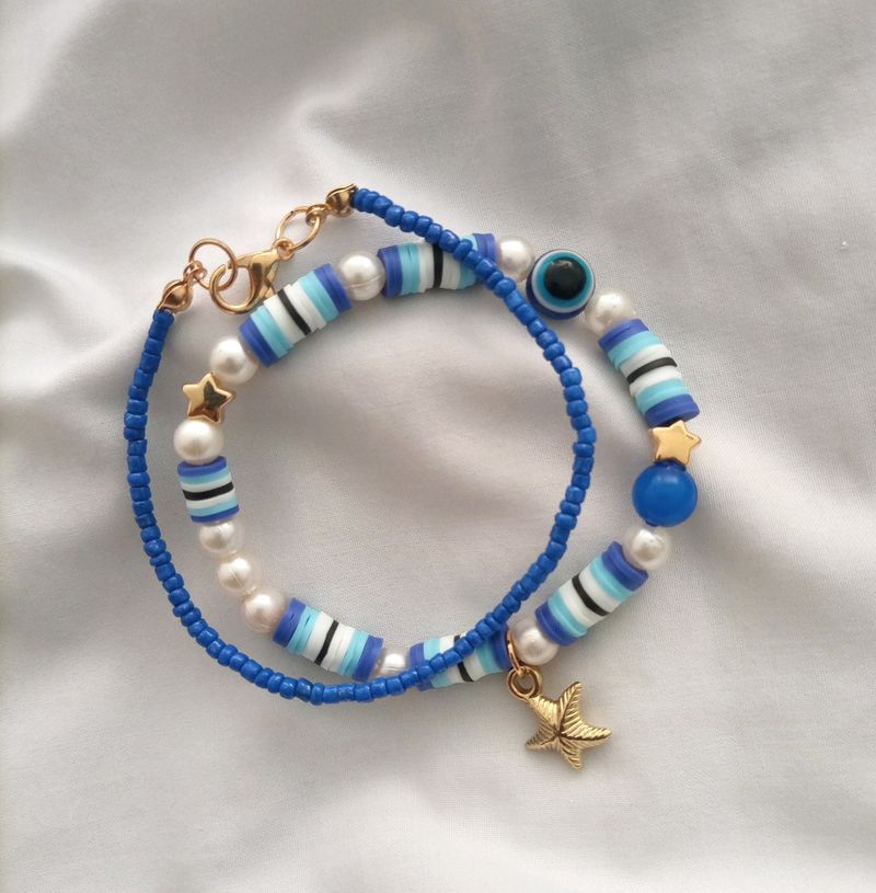 Pair Of 2 Evil Eye Bracelet With Golden Charms ✨💌