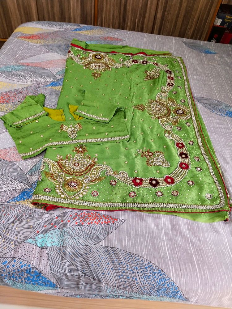 Green Sari With Blouse