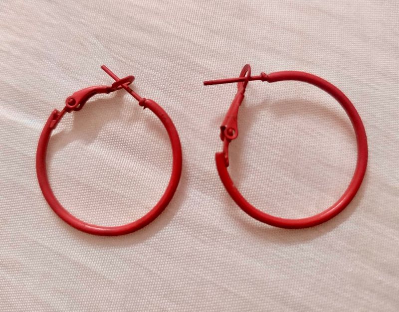 Red Hoop Earrings