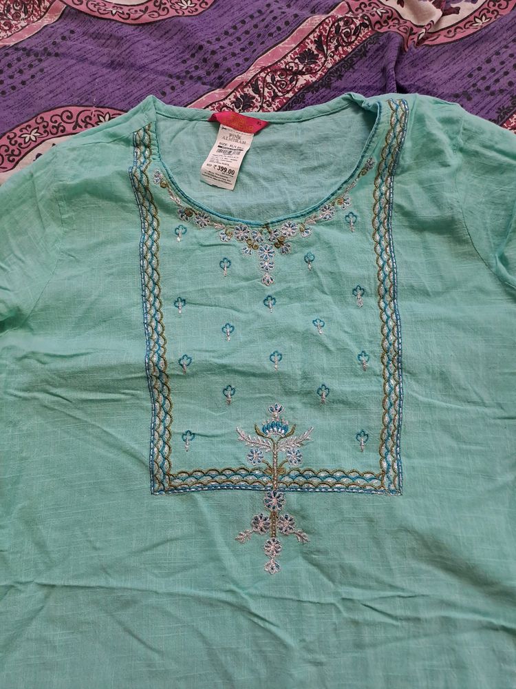 Sky Blue Cotton Short Kurta