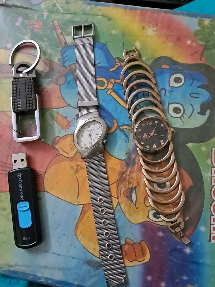 Combo Of Not Working Watches, Keychain,pendrive