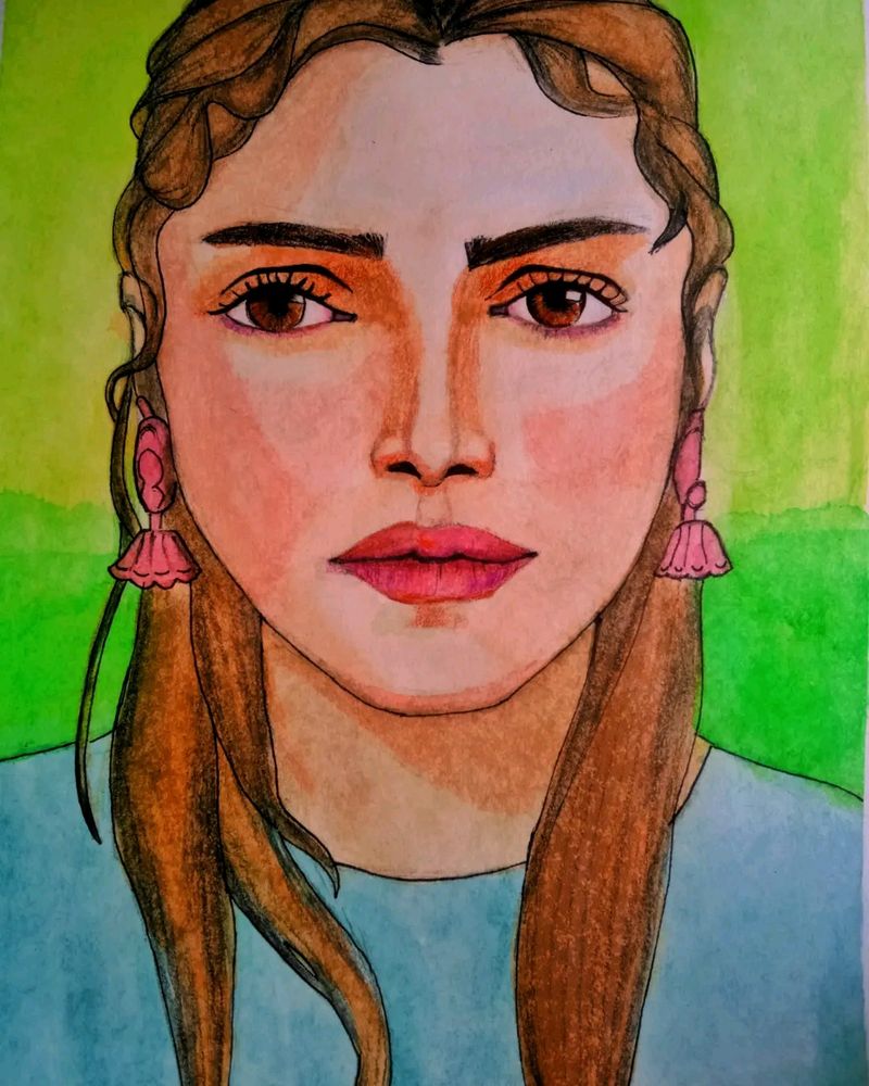 Beautiful Girl Watercolor Potrait