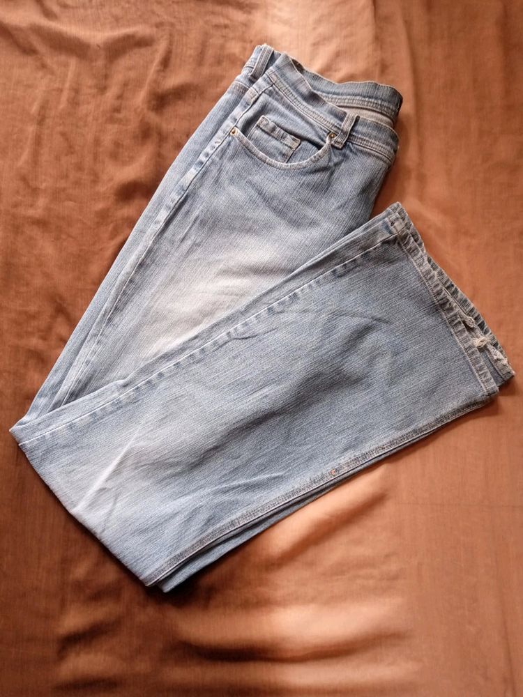 Light blue wide leg jeans