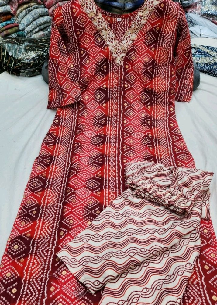 Bandhej Print Kurta Set