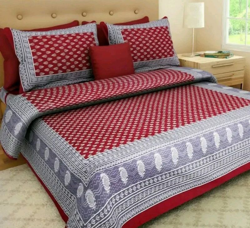 Cotton Bedsheet With 2 pillow Covers